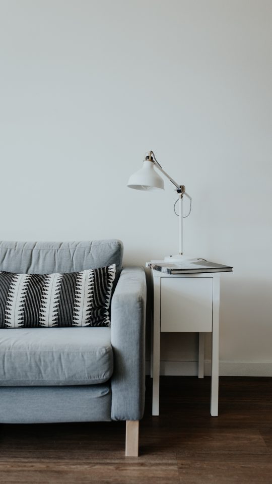 grey sofa reading lamp