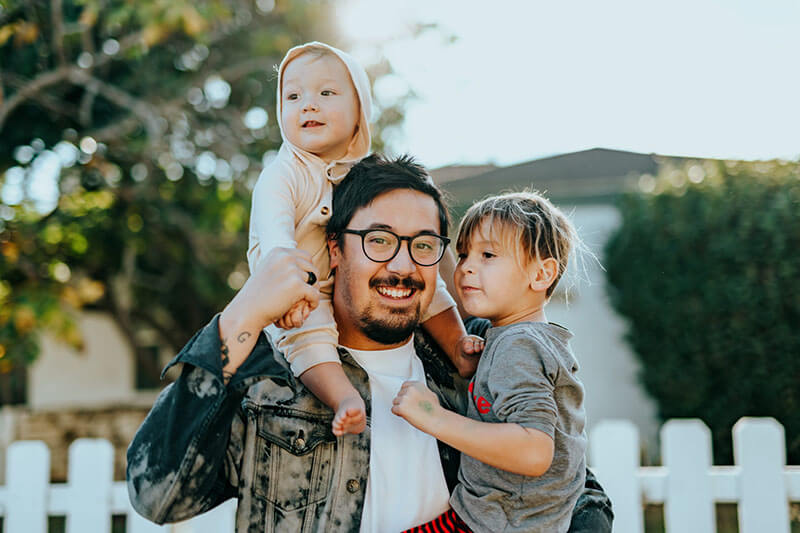 Happy Father with Kids